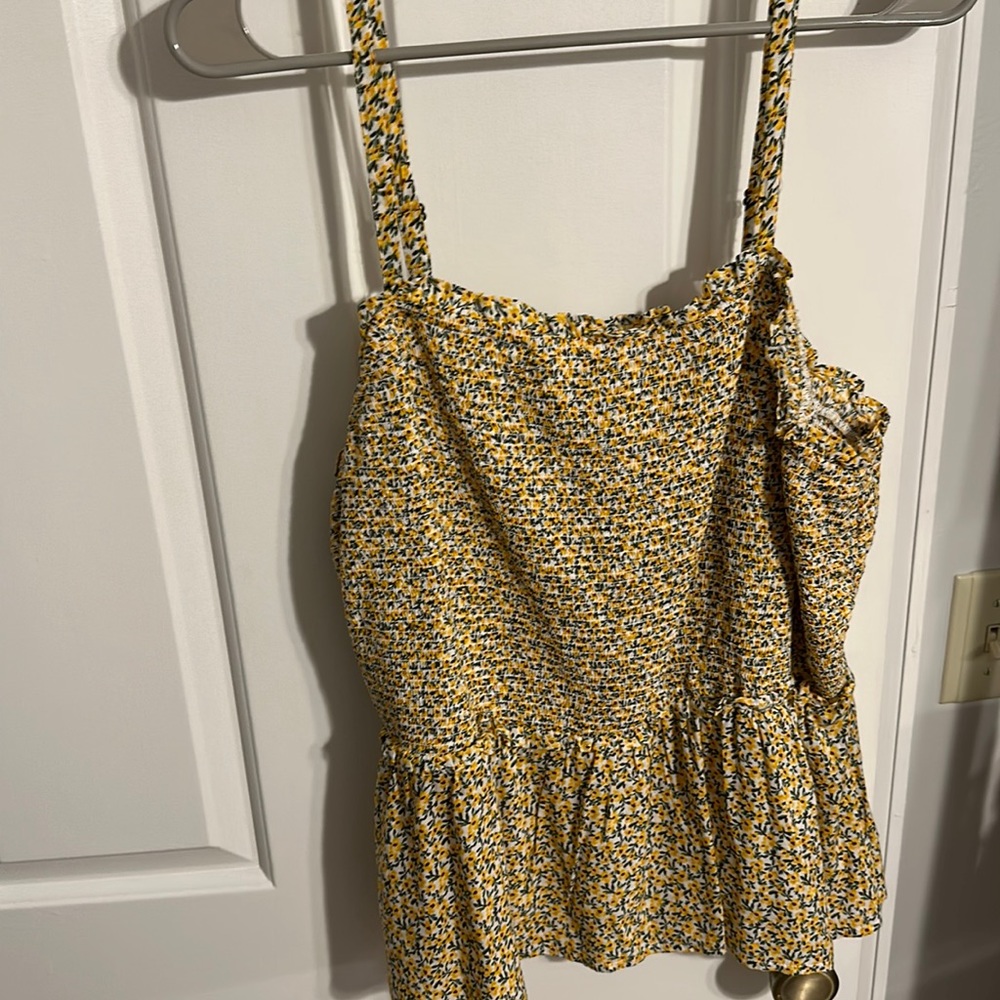 Yellow ruched tank top